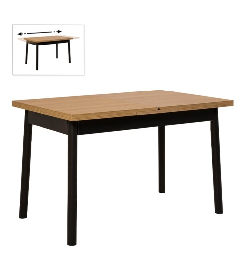 Τραπέζι Επεκτεινόμενο χρώμα Φυσικό-Μαύρο 120/153x75εκ.