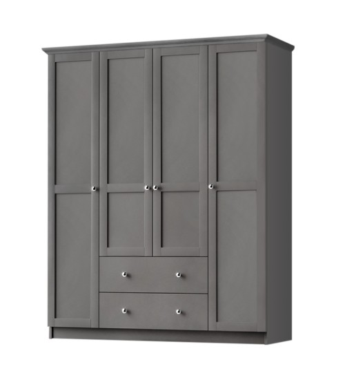 Ντουλάπα ρούχων 4φυλλη χρώμα Ανθρακί 140x50x210εκ.