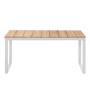 Τραπέζι κήπου μεταλλικό-μασίφ ξύλο χρώμα λευκό-φυσικό 150x82x75εκ.