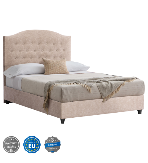 Κρεβάτι Ημίδιπλο με Μπέζ ύφασμα