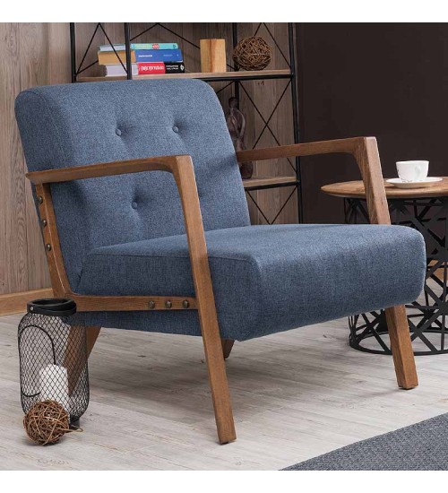 Πολυθρόνα υφασμάτινη χρώμα μπλε 67x76x78εκ.