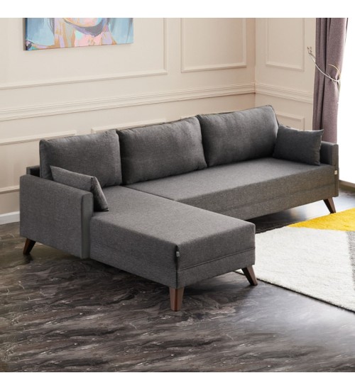 Γωνιακός καναπές αριστερή γωνία υφασμάτινος χρώμα ανθρακί 275x165x85εκ.