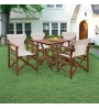 Σετ (5τεμ.) Τραπεζαρία κήπου ξύλινη - τραπέζι 80x60εκ.& 4.πολυθρόνα σκηνοθέτη καρυδί-Εκρού 